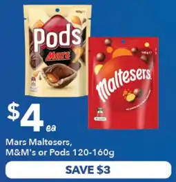 Ritchies Mars maltesers m&ms or pods offer