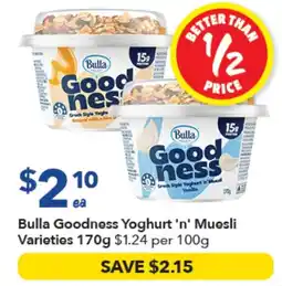 Ritchies Bulla Goodness Yoghurt n Muesli Varieties offer