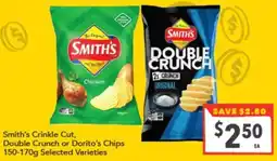 Supa Valu Smiths Crinkle Cut Double Crunch or Doritos Chips offer