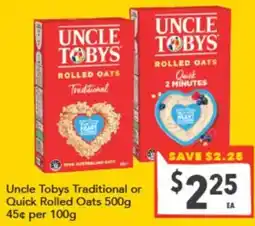 Supa Valu Uncle Tobys Traditional or Quick Rolled Oats offer