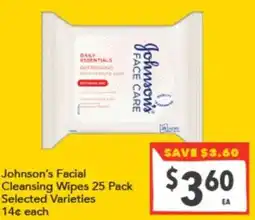 Supa Valu Johnsons Facial Cleansing Wipes offer