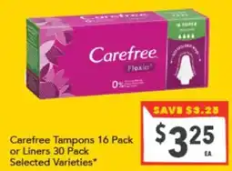 Supa Valu Carefree Tampons or Liners offer