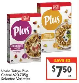 Supa Valu Uncle Tobys Plus Cereal offer