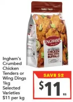 Supa Valu Inghams Crumbed Chicken Tenders or Wing Dings offer