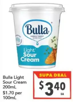 Supa Valu Bulla light sour cream offer