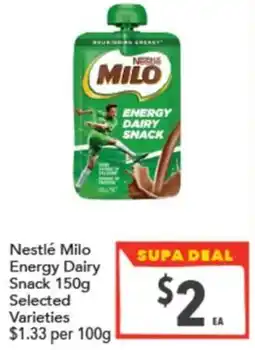 Supa Valu Nestlé Milo Energy Dairy Snack offer