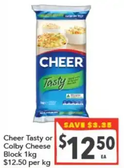 Supa Valu Cheer Tasty or Colby Cheese Block offer