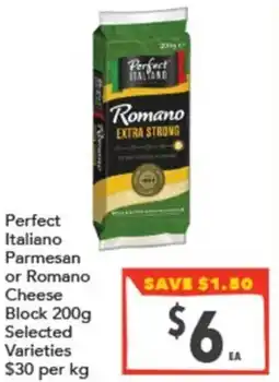 Supa Valu Perfect Italiano Parmesan or Romano Cheese Block offer