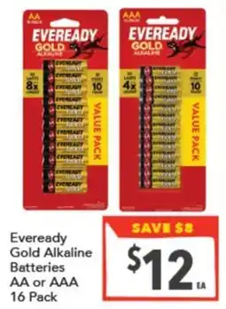 Supa Valu Eveready gold alkaline batteries aa or aaa offer