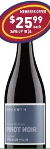 Liquor Legends Hesketh regional selections pinot noir offer