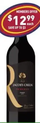 Liquor Legends Jacobs creek reserve shiraz & range offer