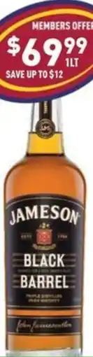 Liquor Legends Jameson black barrel irish whiskey offer