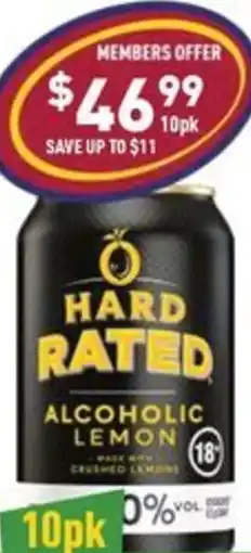Liquor Legends Hard rated lemon 6% can offer