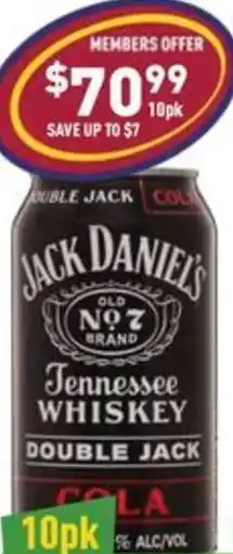 Liquor Legends Jack daniels double jack & cola can offer
