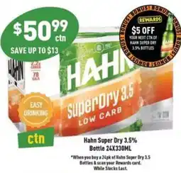Liquor Legends Hahn super dry 3.5% bottle offer