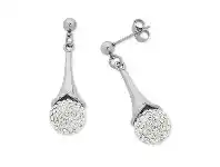 Bevilles Jewellery Stainless Steel White Crystal Ball Drop Earrings offer