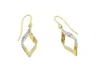Bevilles Jewellery 9ct Yellow Gold Silver Infused Crystal Twist Earrings offer