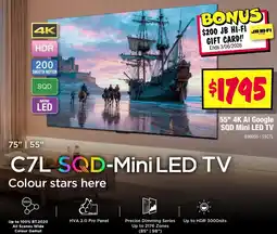 JB Hi-Fi 55" 4K AI Google SQD Mini LED TV offer