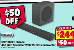 JB Hi-Fi HS3100 3.1 Channel 480 Watt Soundbar With Wireless Subwoofer offer