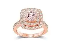 Bevilles Jewellery 9ct Rose Gold Morganite Ring with 1.00ct of Diamonds - Q offer
