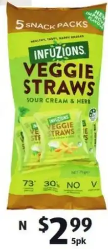 ALDI Infuzions Veggie Straws 5pk offer