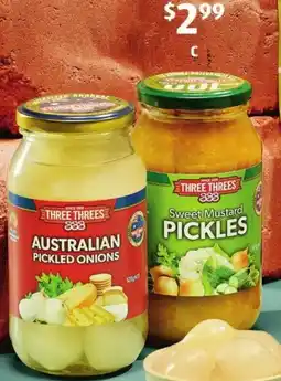 ALDI Three Threes Sweet Mustard Pickles offer