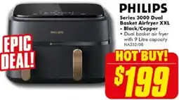 The Good Guys Series 3000 Dual Basket Airfryer XXL - Black/Copper offer