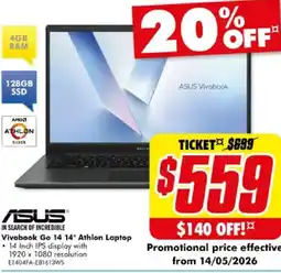 The Good Guys Vivobook Go 14 14" Athlon Laptop offer