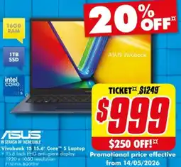 The Good Guys Vivobook 15 15.6" Core 5 Laptop offer