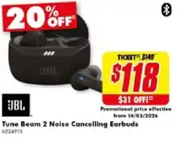 The Good Guys Tune Beam 2 Noise Cancelling Earbuds offer