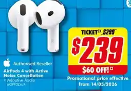 The Good Guys AirPods 4 with Active Noise Cancellation offer
