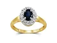 Bevilles Jewellery 9ct Yellow Gold Diamond Set Sapphire Ring - L offer
