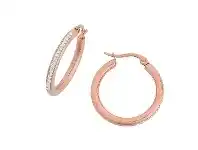 Bevilles Jewellery Rose Stainless Steel Crystal Pave Hoop Earrings offer