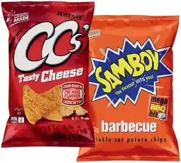 IGA CC’s Corn Chips or Samboy Potato Chips 175g Selected Varieties offer