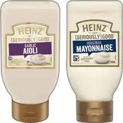 IGA Heinz Seriously Good Aioli or Mayonnaise 295mL Selected Varieties offer
