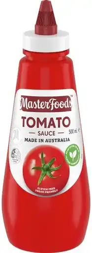 IGA MasterFoods Tomato or Barbecue Squeezy Sauce 475‑500mL Selected Varieties offer