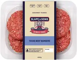 IGA Slape & Sons Gourmet Range Texas Beef Burgers offer