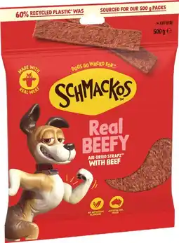 IGA Schmackos Strapz or Stix Dog Treats 500g Selected Varieties offer