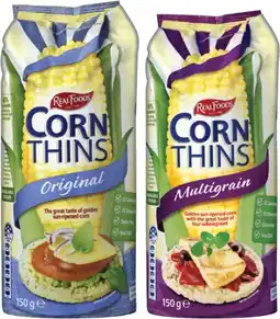 IGA Real Foods Corn Thins or Rice Thins 125‑150g Selected Varieties offer