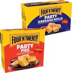 IGA Four’N Twenty Party Sausage Rolls or Party Pies 12 Pack offer