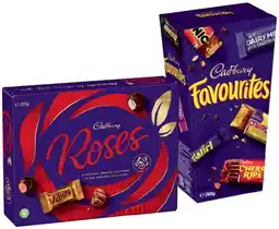 IGA Cadbury Chocolate Roses 225g or Favourites 264‑265g Selected Varieties offer