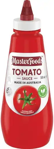 IGA MasterFoods Tomato Squeezy Sauce 475‑500mL Selected Varieties offer