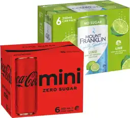 IGA Coca‑Cola, Sprite Mini or Mount Franklin 6x250mL Selected Varieties offer