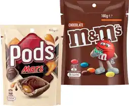 IGA M&Mʼs 120‑180g, Pods 160g or Maltesers 120‑140g Share Pack Selected Varieties offer