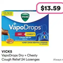 Priceline VICKS VapoDrops Dry + Chesty Cough Relief 24 Lozenges offer