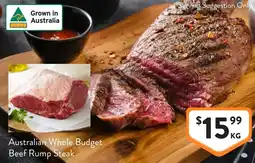 Foodworks Australian whole budget beef rump steak offer
