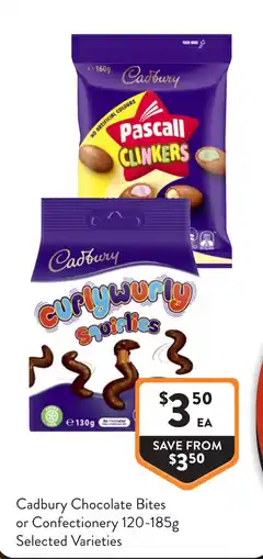Foodworks Cadbury Chocolate Bites or Confectionery Selected Varieties offer
