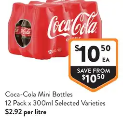 Foodworks Coca-cola mini bottles 12 pack x 300ml selected varieties offer