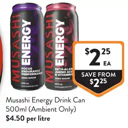 Foodworks Musashi energy drink can 500ml (ambient only) offer