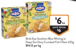 Foodworks Birds eye southern blue whiting or deep sea dory crumbed fish fillets offer